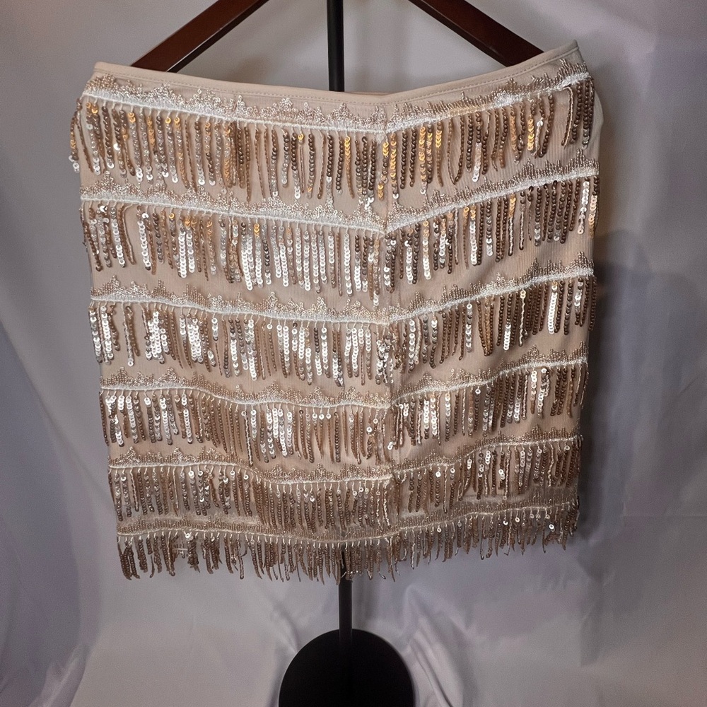 Sequin Embellished Cream Skirt